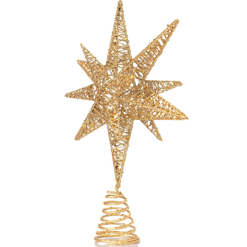 Ornativity Gold Star Tree Topper â€“ Christmas Gold 3D Glitter Star Ornament Treetop Xmas Decor Holiday Decoration for Large Tree Toppers 16" - Image 5